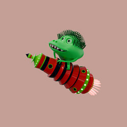 Свитшот хлопковый мужской Зеленый монстр на красной ракете, цвет: пыльно-розовый — фото 2