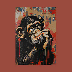 Свитшот хлопковый мужской Задумчивая обезьянка, цвет: кирпичный — фото 2