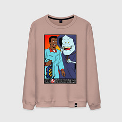Свитшот хлопковый мужской Ghostbusters - Winston and the sandman, цвет: пыльно-розовый