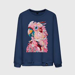 Свитшот хлопковый мужской Розовый попугай, цвет: тёмно-синий