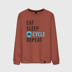 Свитшот хлопковый мужской Еда сон велик, цвет: кирпичный