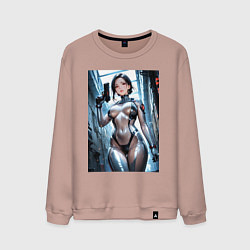 Свитшот хлопковый мужской Девушка-наемница, цвет: пыльно-розовый