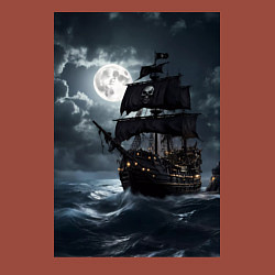 Свитшот хлопковый мужской Пиратский корабль в шторм, цвет: кирпичный — фото 2