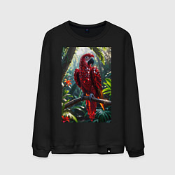 Свитшот хлопковый мужской Попугай из драгоценных камней, цвет: черный