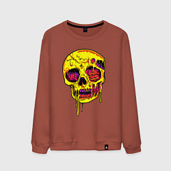 Свитшот хлопковый мужской Желтый растекшийся череп, цвет: кирпичный