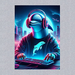 Свитшот хлопковый мужской Dolphin is esports player - ai art fantasy, цвет: меланж — фото 2