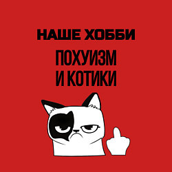 Свитшот хлопковый мужской Наше хобби котики мем, цвет: красный — фото 2