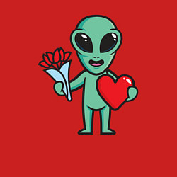 Свитшот хлопковый мужской Влюблённый инопланетянин, цвет: красный — фото 2