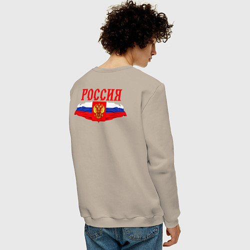 Мужской свитшот Флаг и герб российской федерации: россия / Миндальный – фото 4