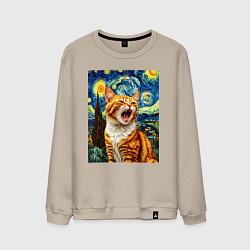 Свитшот хлопковый мужской Крик котика, цвет: миндальный