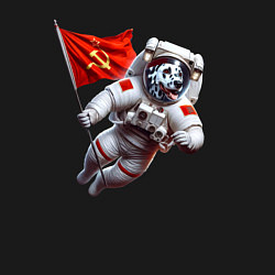 Свитшот хлопковый мужской Далматинец космонавт с красным флагом СССР, цвет: черный — фото 2