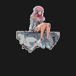 Свитшот хлопковый мужской Девушка в постапокалипсис, цвет: черный — фото 2