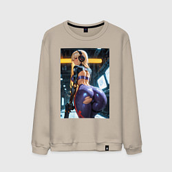 Мужской свитшот Девушка с оружием в киберпанк стиле