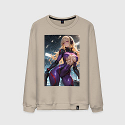 Мужской свитшот Девушка с оружием в киберпанк стиле