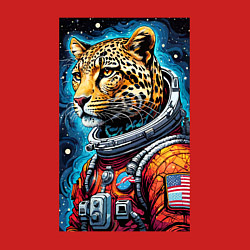 Свитшот хлопковый мужской Леопард бравый космонавт - нейроарт, цвет: красный — фото 2