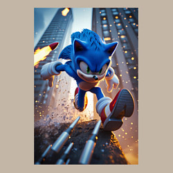 Свитшот хлопковый мужской Соник убегает от летящих ракет, цвет: миндальный — фото 2