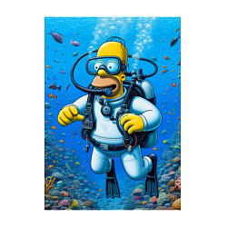 Свитшот хлопковый мужской Homer diving - ai art fantasy, цвет: белый — фото 2