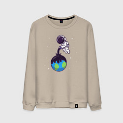 Свитшот хлопковый мужской Звёздная планета, цвет: миндальный