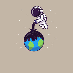 Свитшот хлопковый мужской Звёздная планета, цвет: миндальный — фото 2