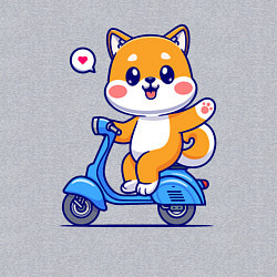 Свитшот хлопковый мужской Собачка на мотороллере, цвет: меланж — фото 2