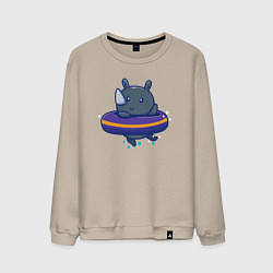 Свитшот хлопковый мужской Носорог в бассейне, цвет: миндальный