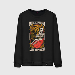 Свитшот хлопковый мужской More espresso less depresso, цвет: черный
