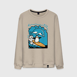 Мужской свитшот Пингвин покорил волну