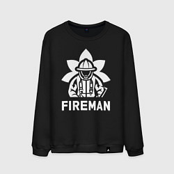 Свитшот хлопковый мужской Пожарный в защитном шлеме, цвет: черный