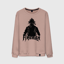 Свитшот хлопковый мужской Аниме пожарный, цвет: пыльно-розовый