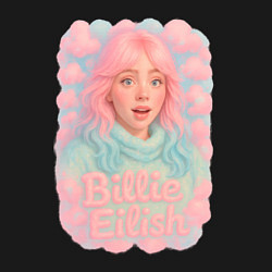 Свитшот хлопковый мужской Билли Айлиш в розовыми волосами, цвет: черный — фото 2