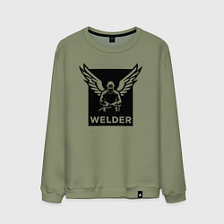 Свитшот хлопковый мужской Сварщик с крыльями, цвет: авокадо