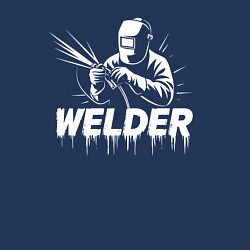 Свитшот хлопковый мужской Сварщик потекшая краска, цвет: тёмно-синий — фото 2