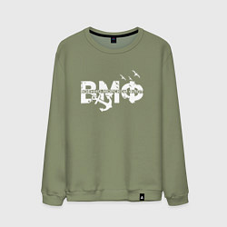 Свитшот хлопковый мужской ВМФ с якорем и чайками, цвет: авокадо