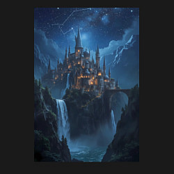 Свитшот хлопковый мужской Замок Хогвартс под звездным небом, цвет: черный — фото 2