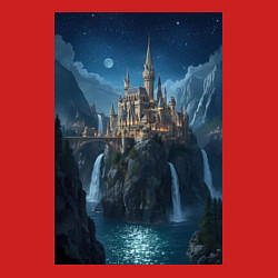 Свитшот хлопковый мужской Замок в стиле Хогвартс под звездным небом, цвет: красный — фото 2