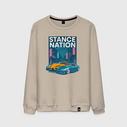 Свитшот хлопковый мужской Stance Nation Supra MK5, Lexus IS300, 240SX, цвет: миндальный