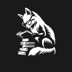 Свитшот хлопковый мужской Лиса - библиотекарь, цвет: черный — фото 2