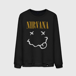 Свитшот хлопковый мужской Нирвана рок музыка, цвет: черный