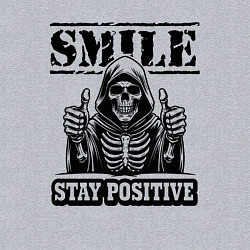 Свитшот хлопковый мужской Улыбайся и будь позитивен - сарказм от смерти, цвет: меланж — фото 2