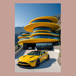 Свитшот хлопковый мужской Желтый суперкар у дома, цвет: пыльно-розовый — фото 2