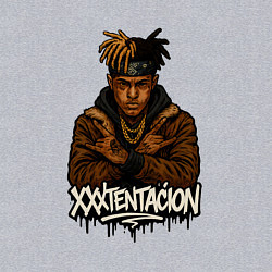 Свитшот хлопковый мужской XXXTentacion скрещенные руки, цвет: меланж — фото 2