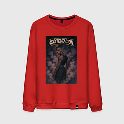 Свитшот хлопковый мужской XXXTentacion в дыму, цвет: красный