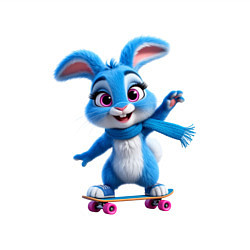 Свитшот хлопковый мужской Голубой зайчик на скейте, цвет: белый — фото 2