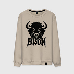 Свитшот хлопковый мужской Мощное граффити бизон, цвет: миндальный