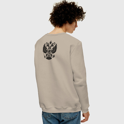 Мужской свитшот Бури обратятся к славе России Ушаков черный узор / Миндальный – фото 4