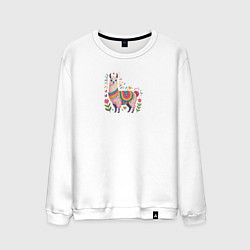Свитшот хлопковый мужской Альпака с сердечками и цветами, цвет: белый