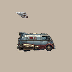 Свитшот хлопковый мужской Ретрофутуристический летающий грузовик Milk, цвет: миндальный — фото 2