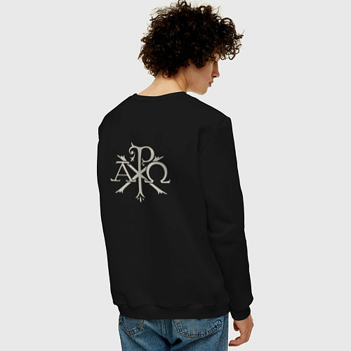 Мужской свитшот Сохранит душу твою Господь светло серый арт / Черный – фото 4