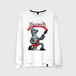 Свитшот хлопковый мужской Bender bending robot from rock group Futurama, цвет: белый