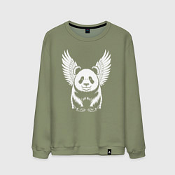 Свитшот хлопковый мужской Крылатая панда, цвет: авокадо